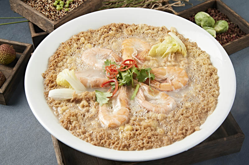 上湯炸蛋娃娃菜燉海鮮