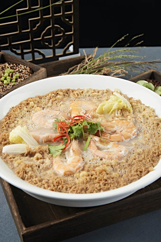 上湯炸蛋娃娃菜燉海鮮