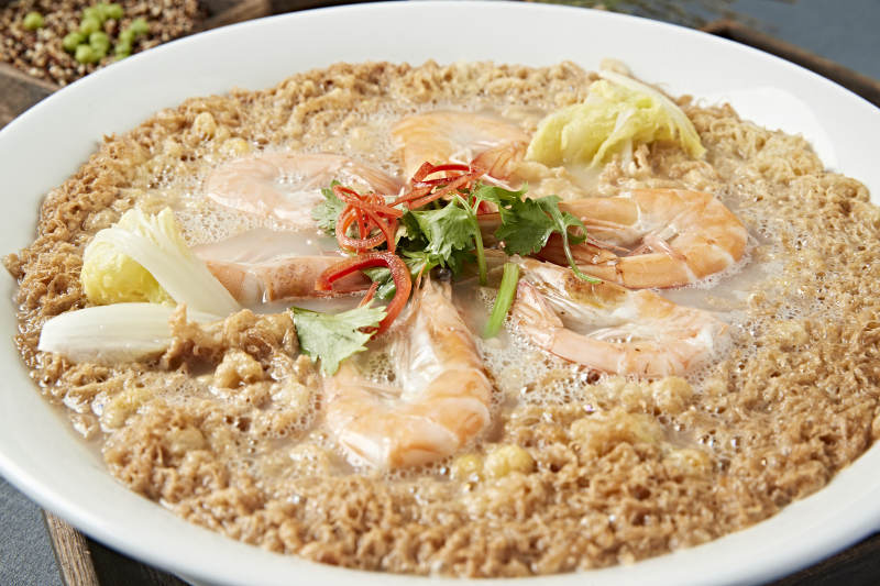 上湯炸蛋娃娃菜燉海鮮