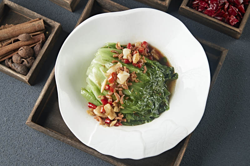 耗油蒜香米椒海米灼生菜