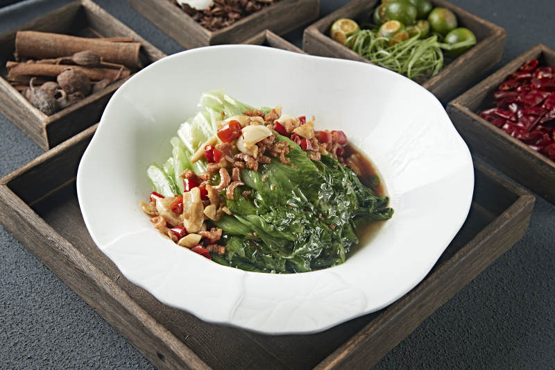 耗油蒜香米椒海米灼生菜