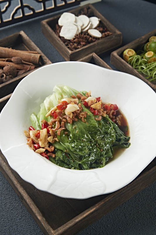 耗油蒜香米椒海米灼生菜