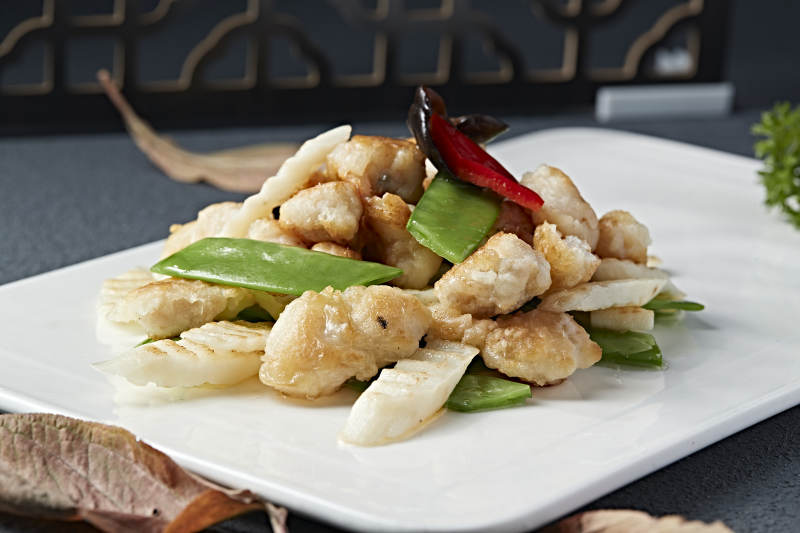 彩椒蜜豆山药炒扇贝