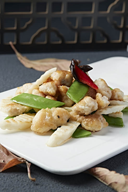 彩椒蜜豆山药炒扇贝