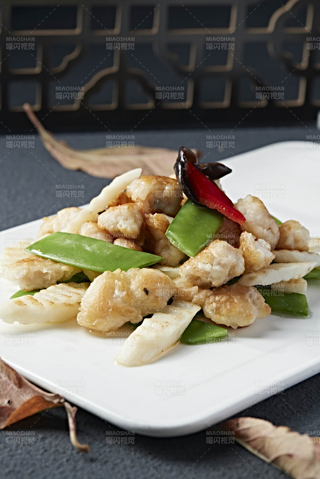 彩椒蜜豆山药炒扇贝