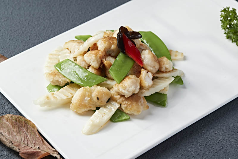 彩椒蜜豆山药炒扇贝