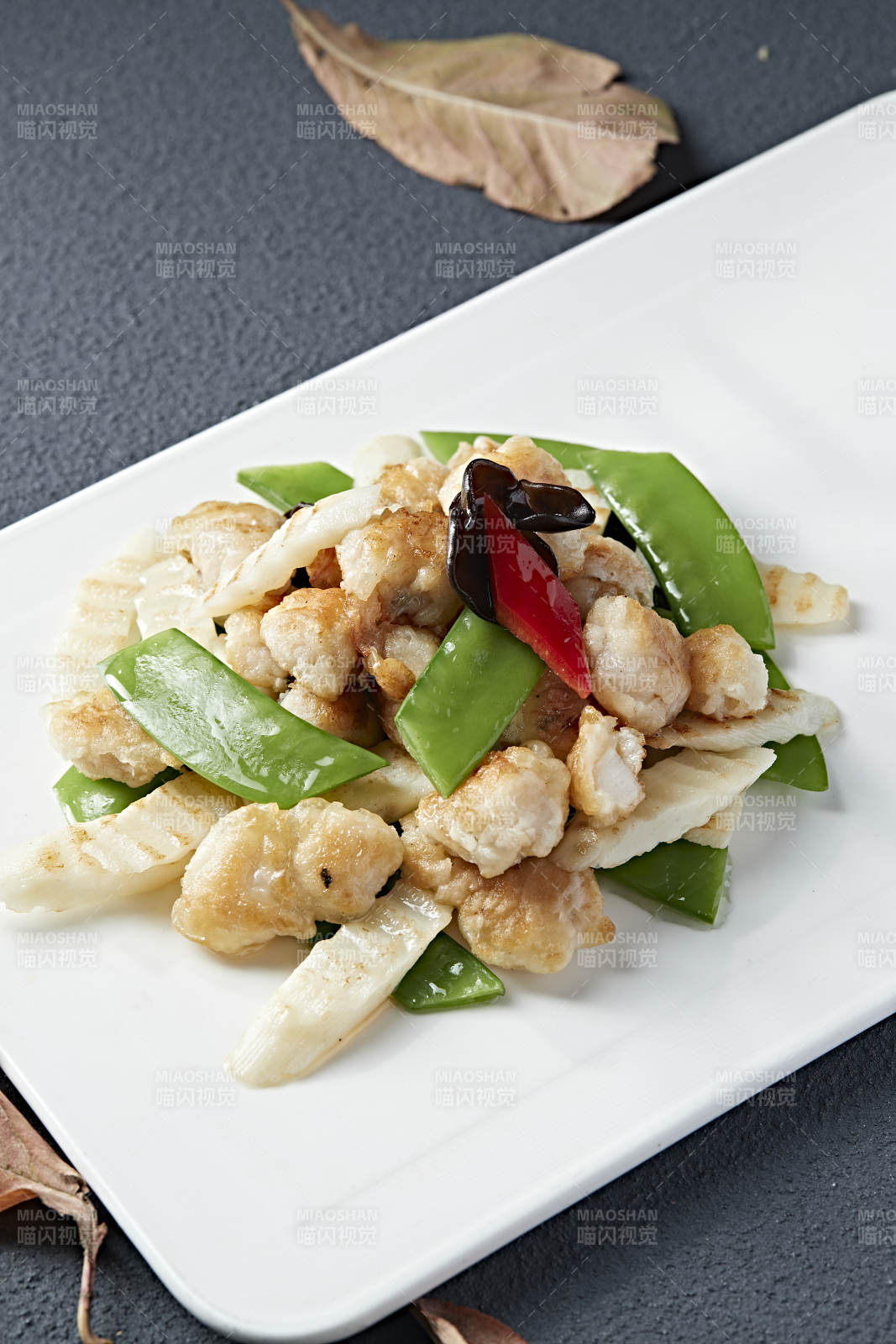 彩椒蜜豆山药炒扇贝