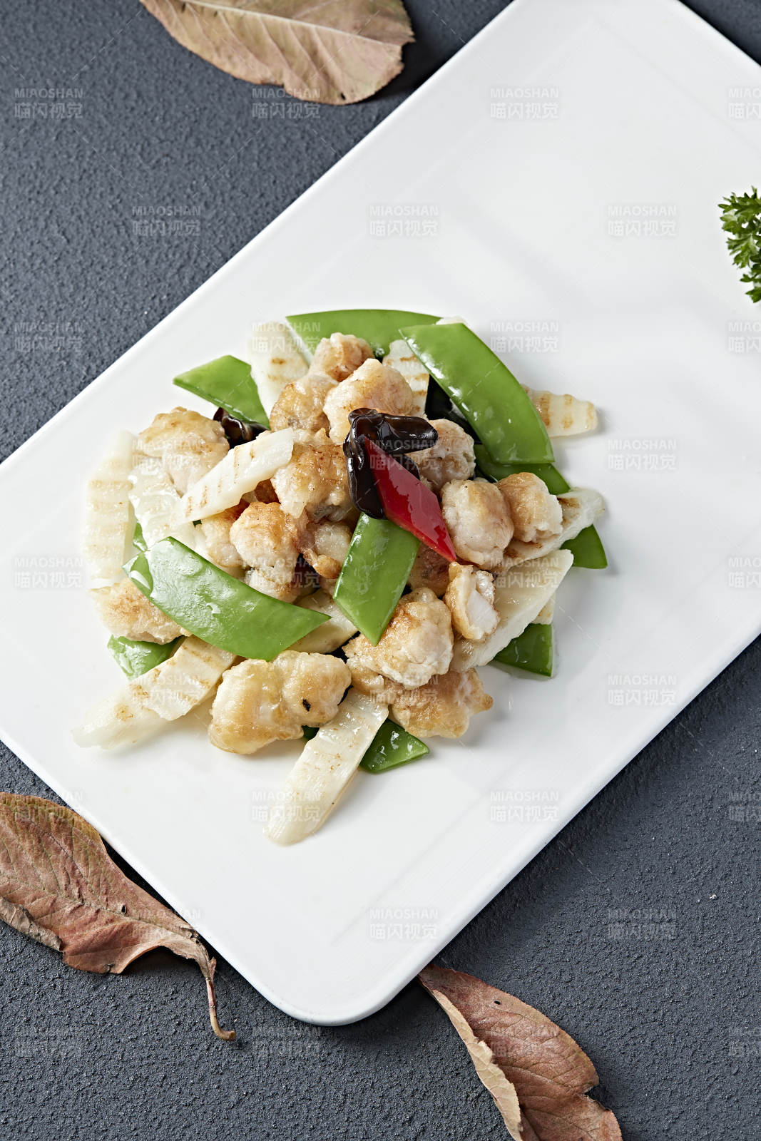 彩椒蜜豆山药炒扇贝