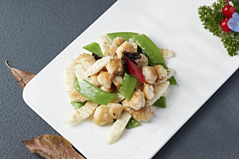 彩椒蜜豆山药炒扇贝