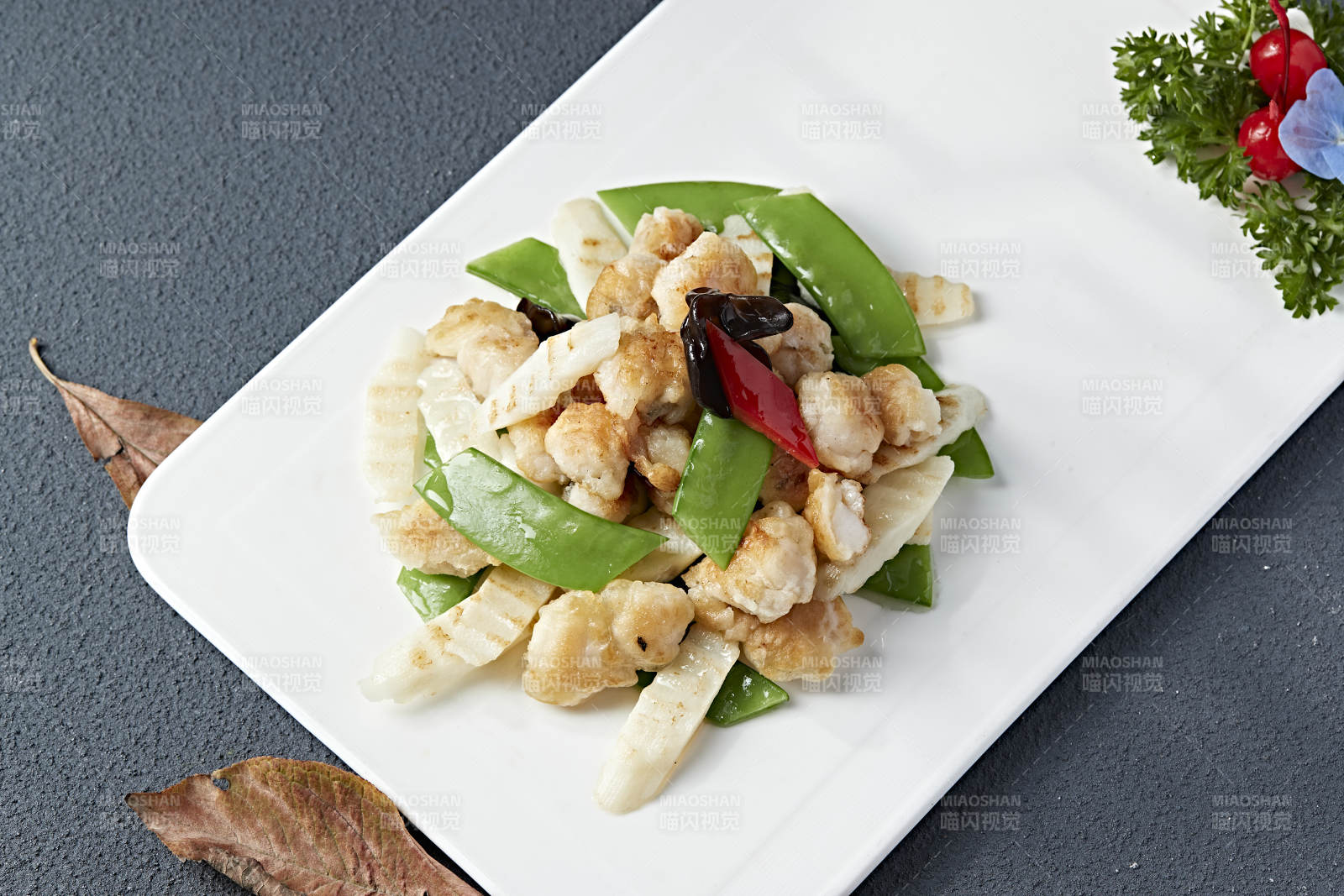 彩椒蜜豆山药炒扇贝