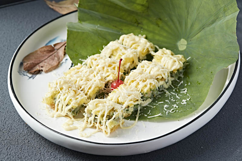 香煎蔬菜鮮蝦餅淋美乃滋醬