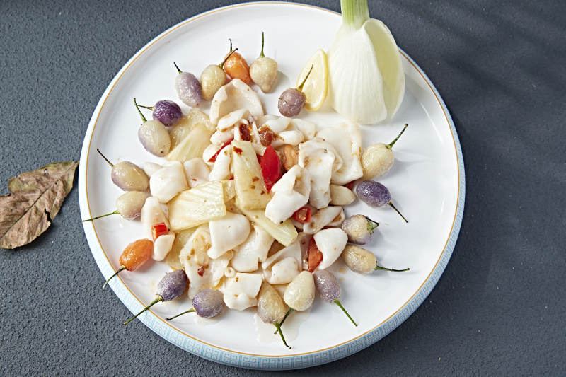 茴香头紫云辣椒烧花枝大鱿鱼身