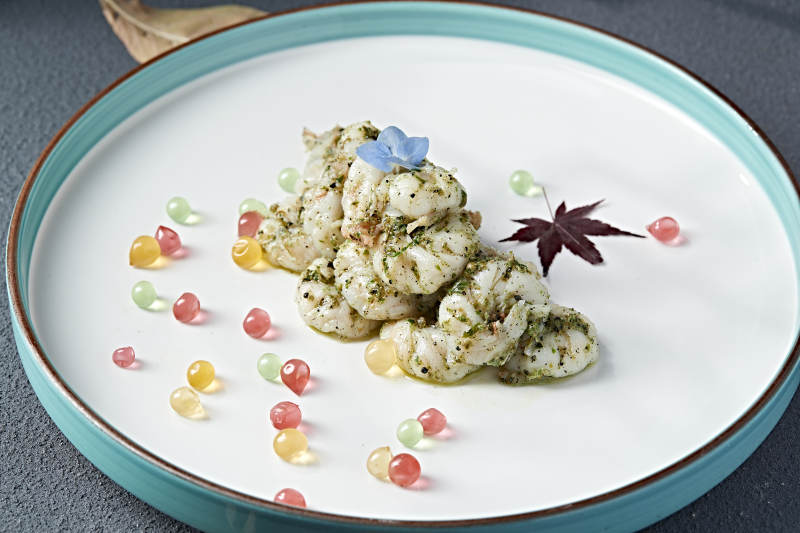 芥蓝青酱大虾仁