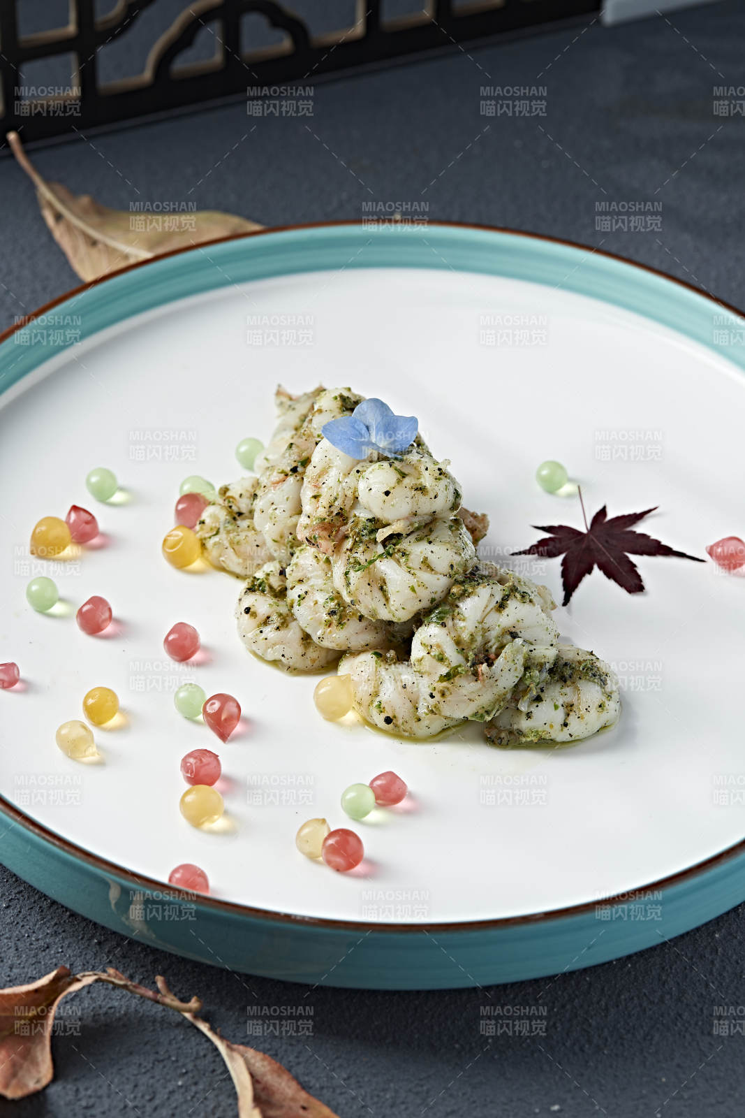 芥蓝青酱大虾仁