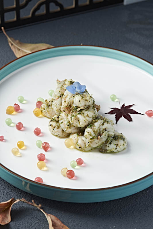 芥蓝青酱大虾仁