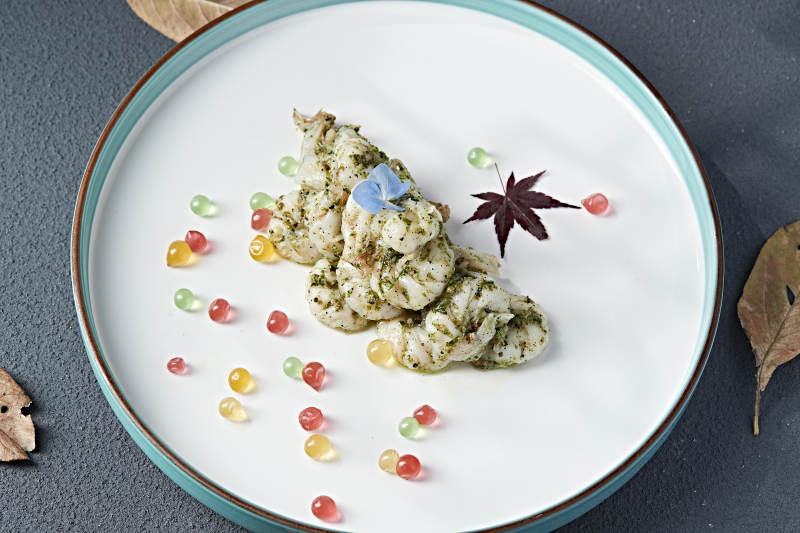 芥蓝青酱大虾仁