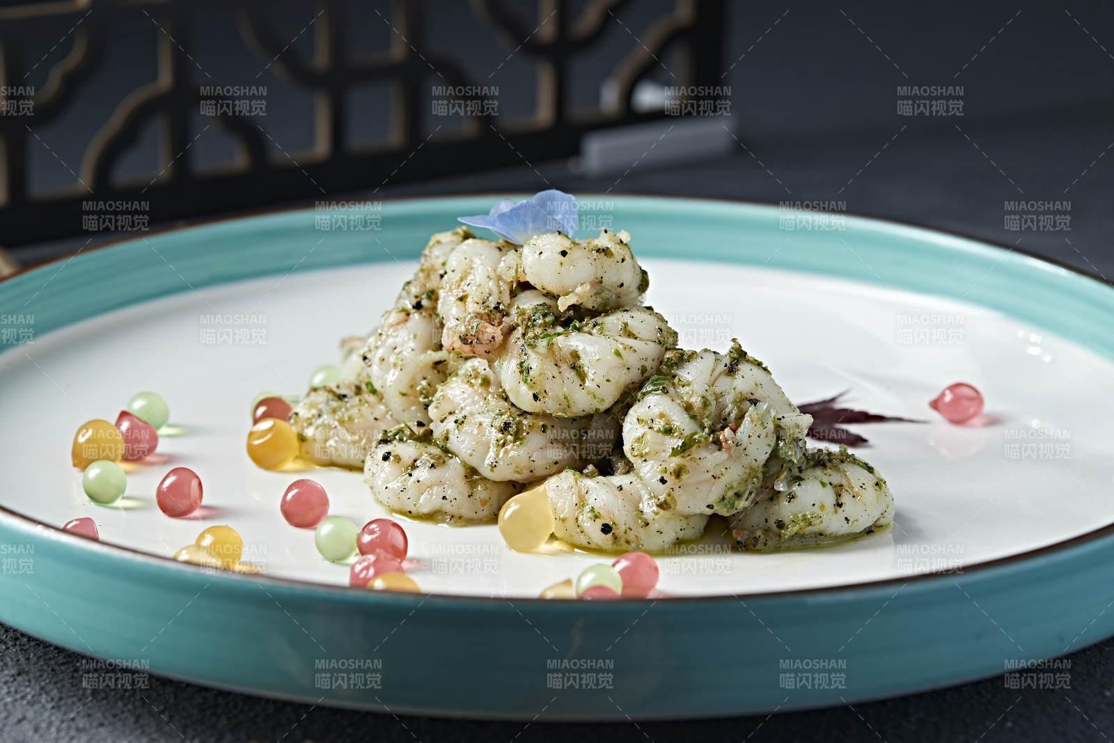 芥蓝青酱大虾仁