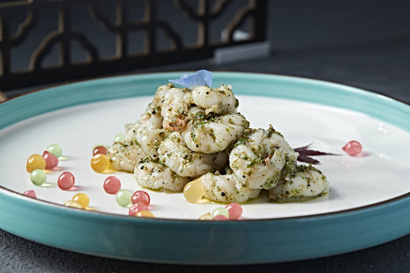 芥蓝青酱大虾仁