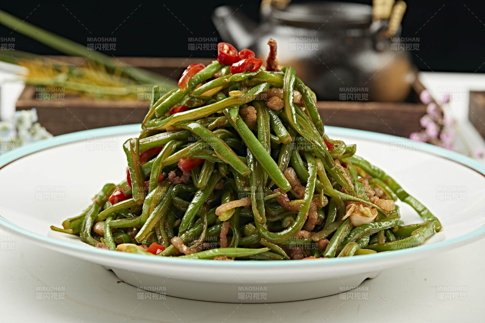 米椒豆角丝炒猪里脊丝