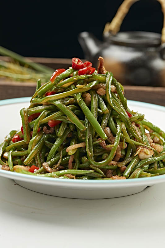 米椒豆角丝炒猪里脊丝