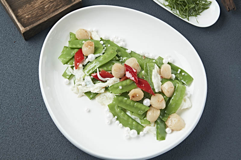 珍珠芙蓉蛋彩椒荷兰豆烧带子瑶柱