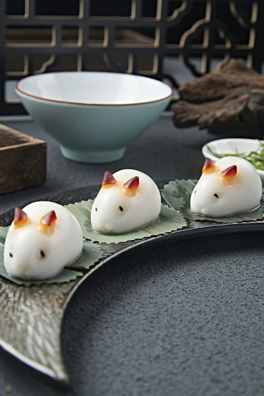 玉兔造型的椰奶布丁