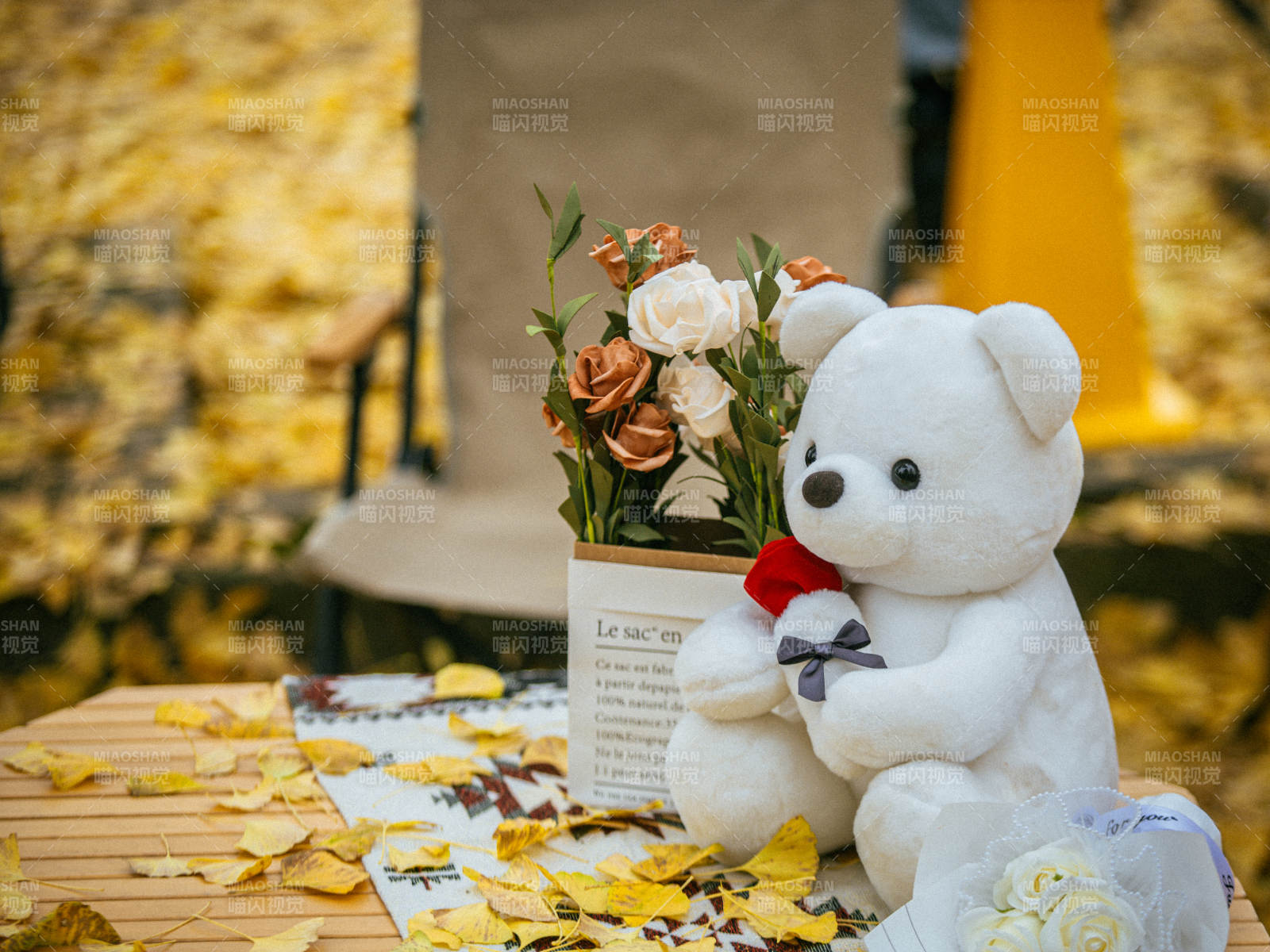 秋日花熊静谧景