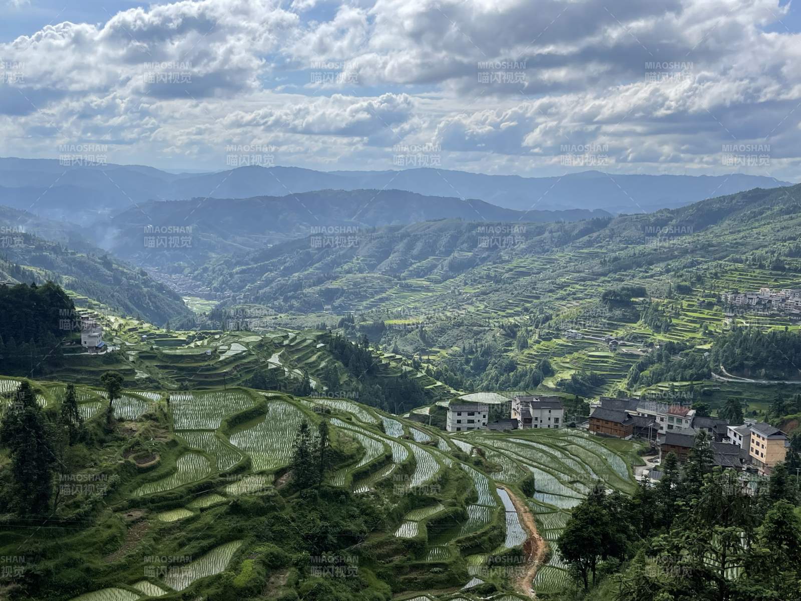 貴州 梯田風(fēng)光 云霧繚繞