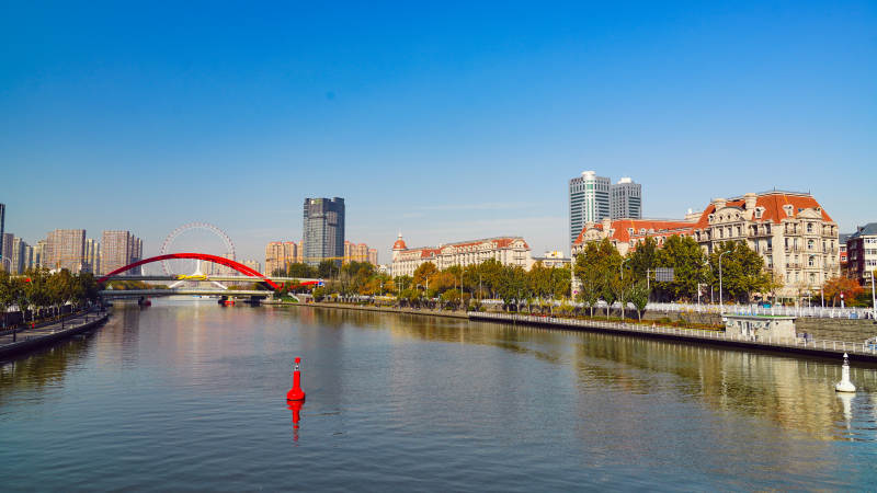 天津城市河畔风光