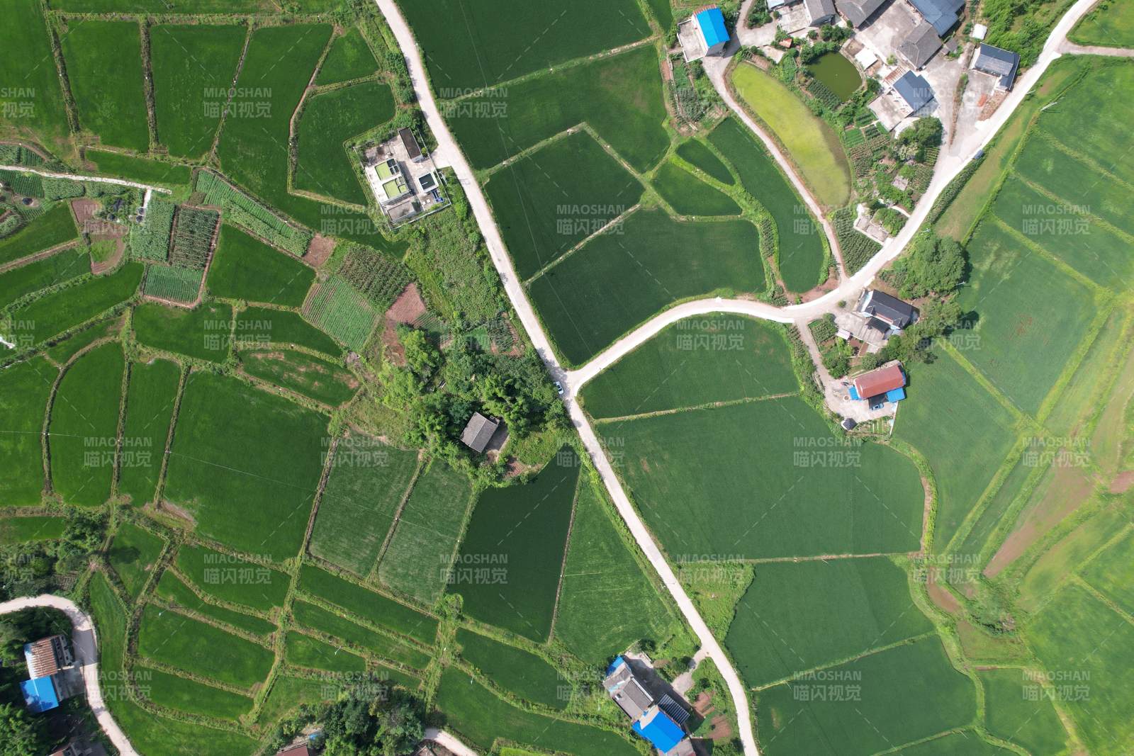 广安区石笋镇白云村田园风光航拍图