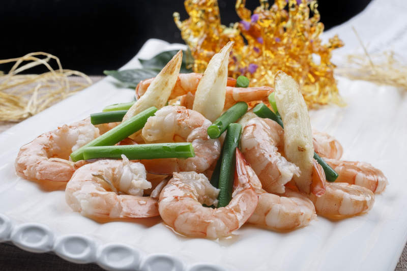 清炒马牙山药海捕大虾仁