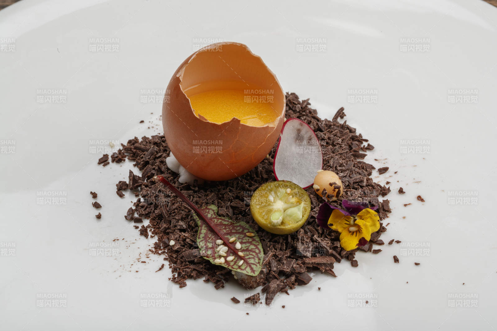 分子菜一枚鸡蛋鲜芒果酱