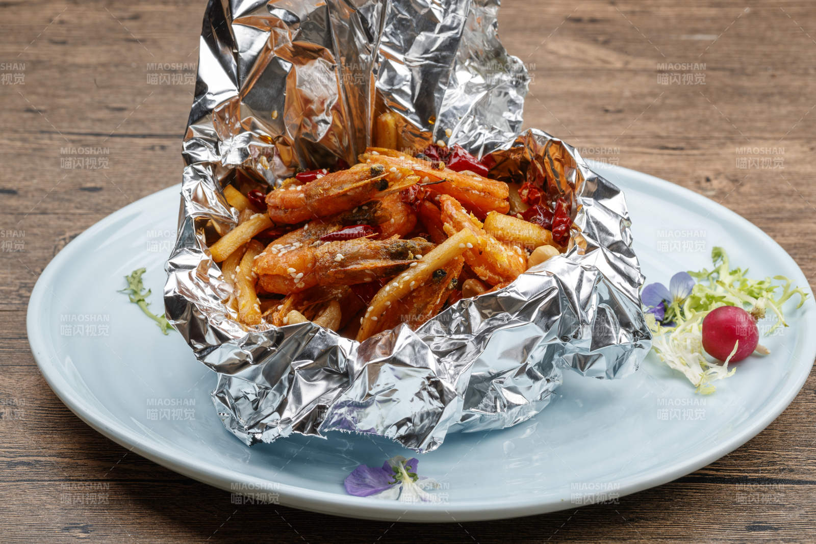 香辣锡纸薯条香锅虾