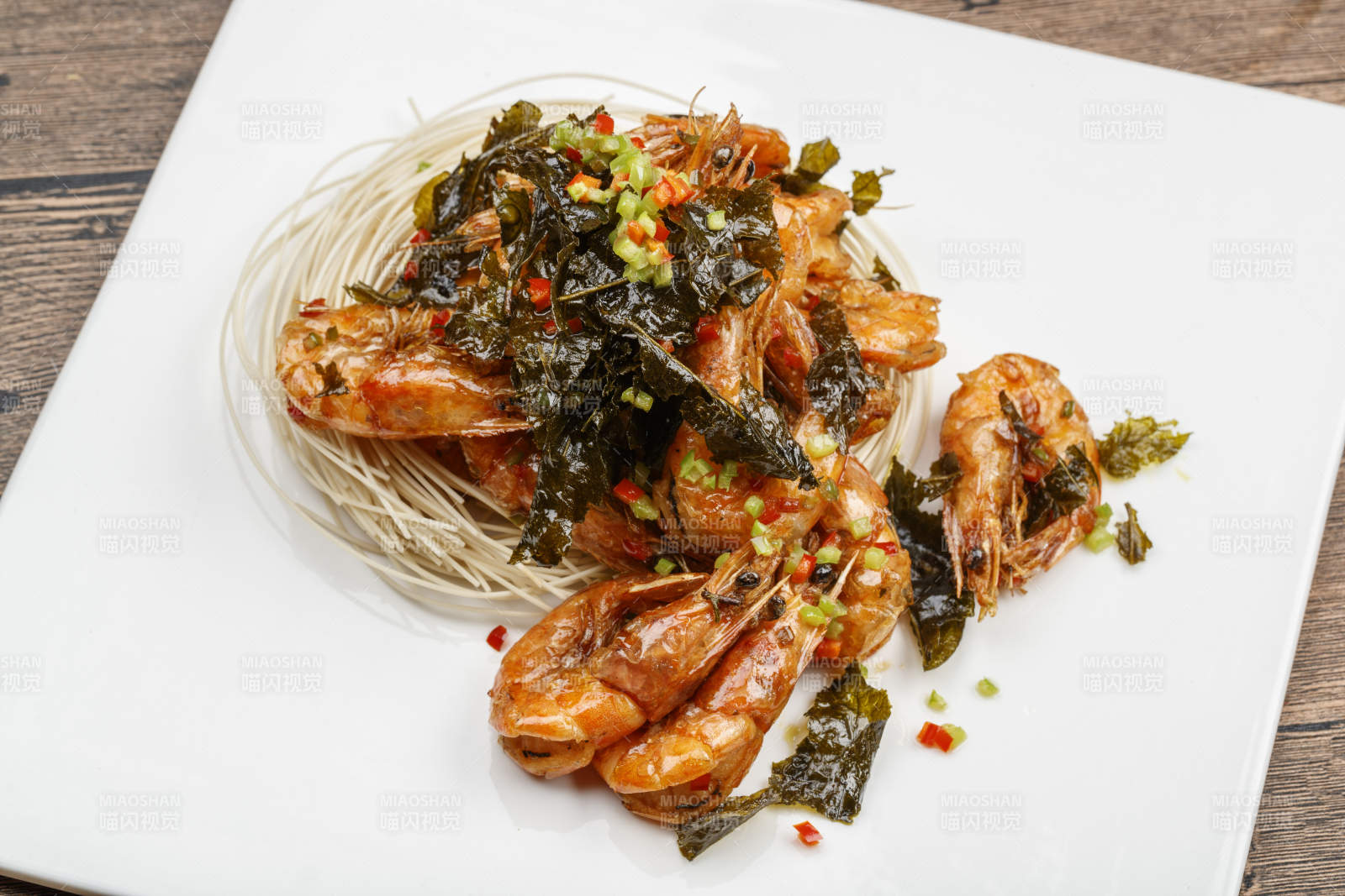 龙井香炸开背虾