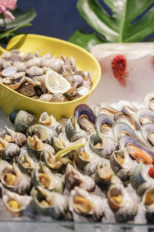 高档自助餐日式料理餐台摆放的寿司