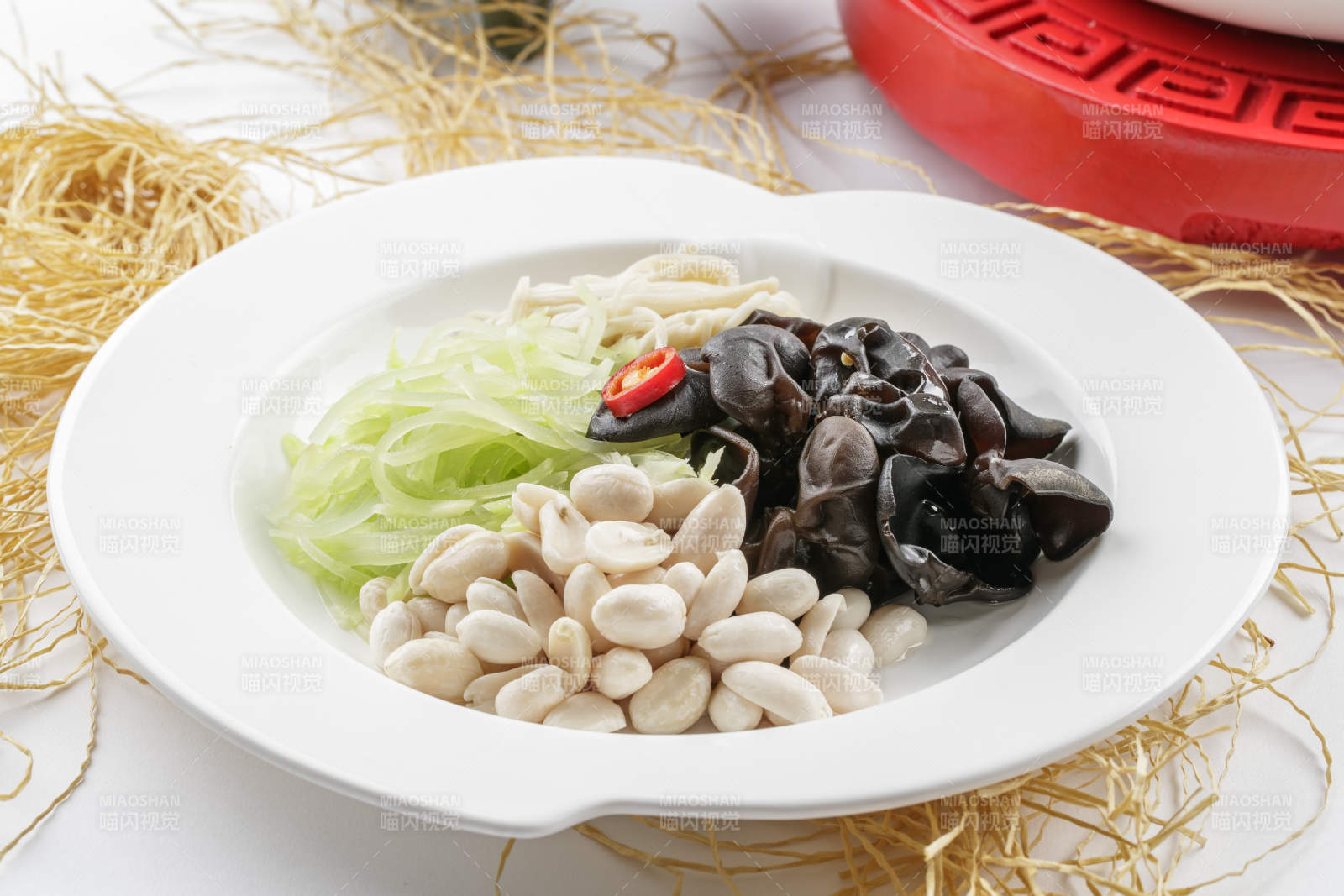 健康巧拌素四样笋丝木耳果仁金针