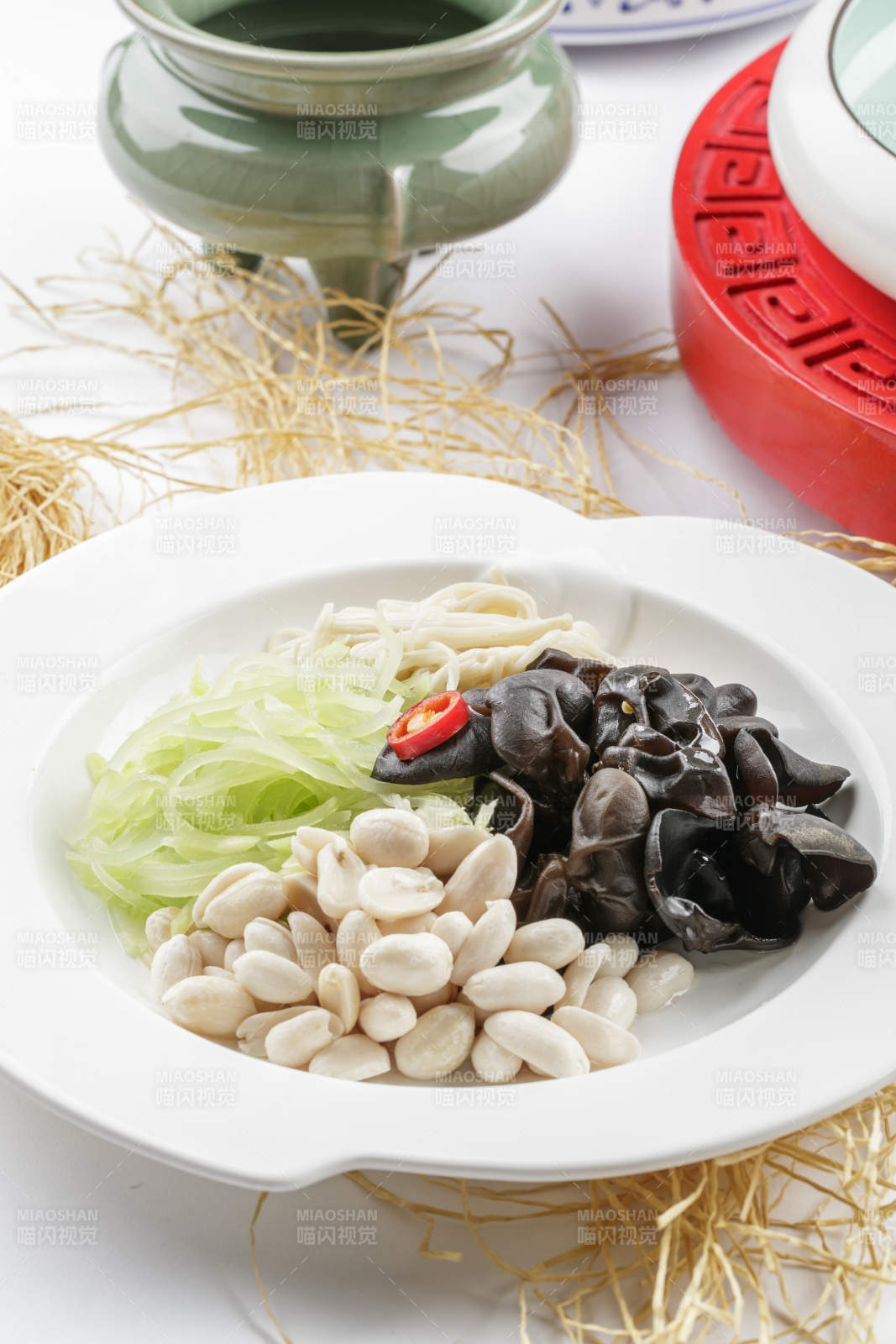 健康巧拌素四样笋丝木耳果仁金针