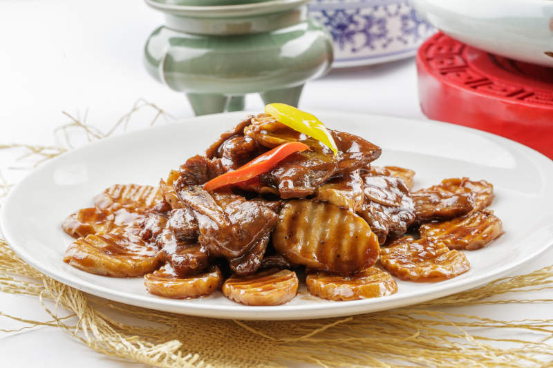 XO酱爆杏鲍菇牛仔骨-摄影图