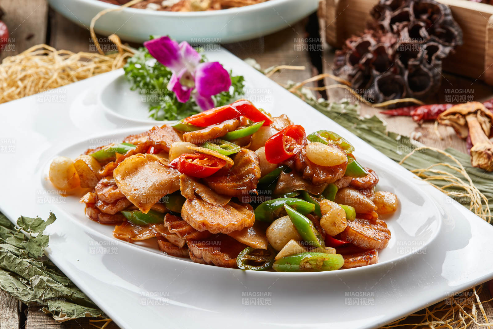 杏鲍菇米椒长山药-摄影图