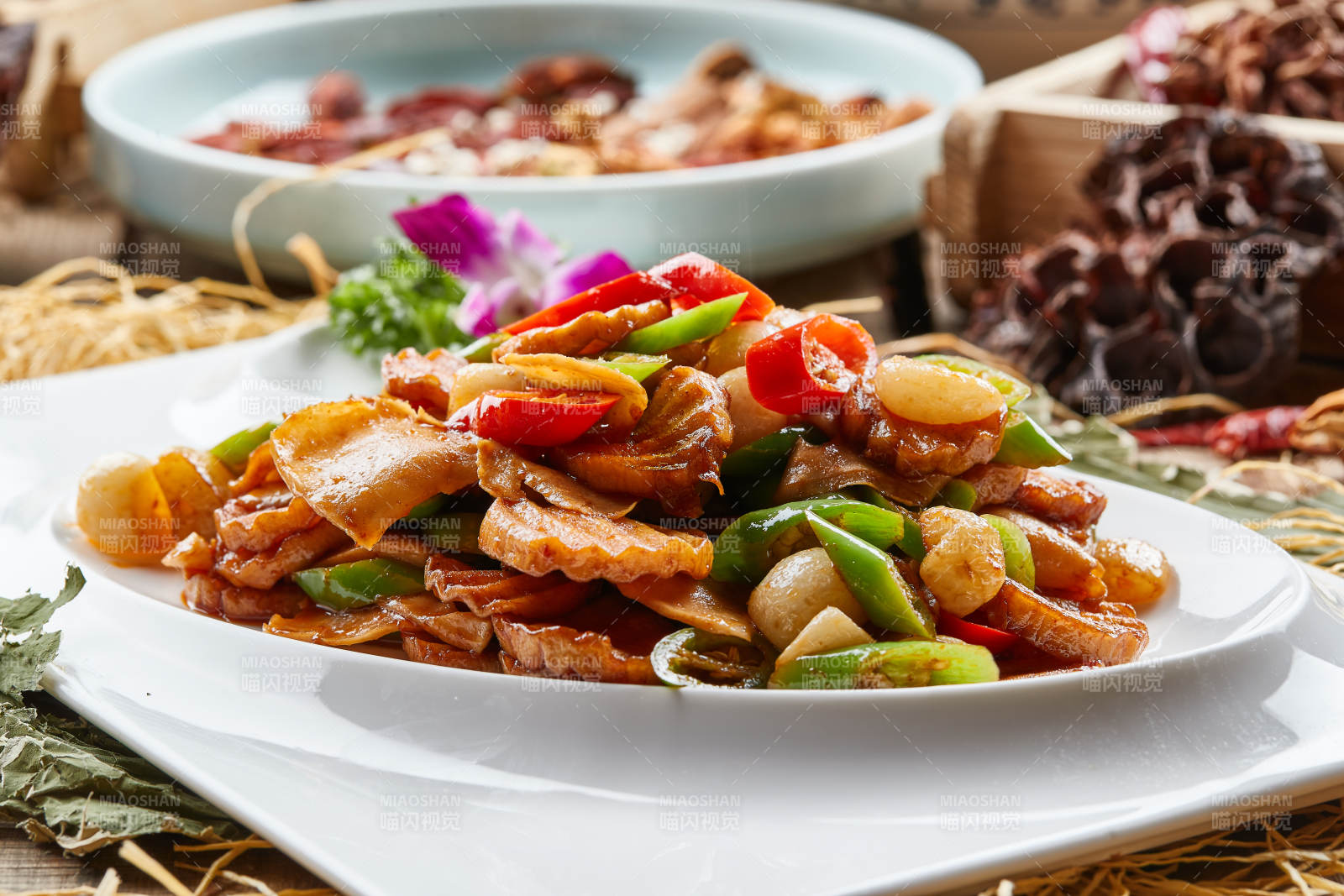 杏鲍菇米椒长山药-摄影图