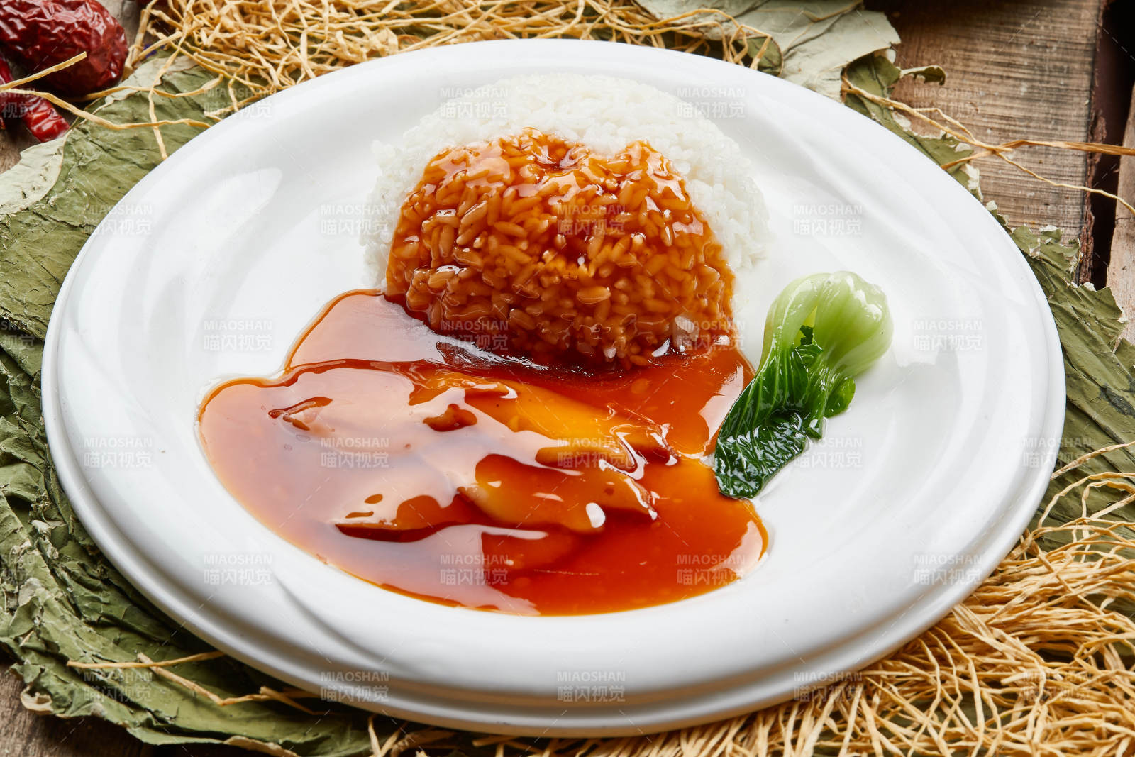 捞汁杏鲍菇饭-摄影图