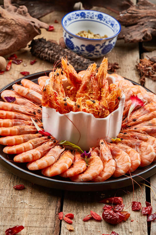 两吃大明虾盐水虾油炸虾