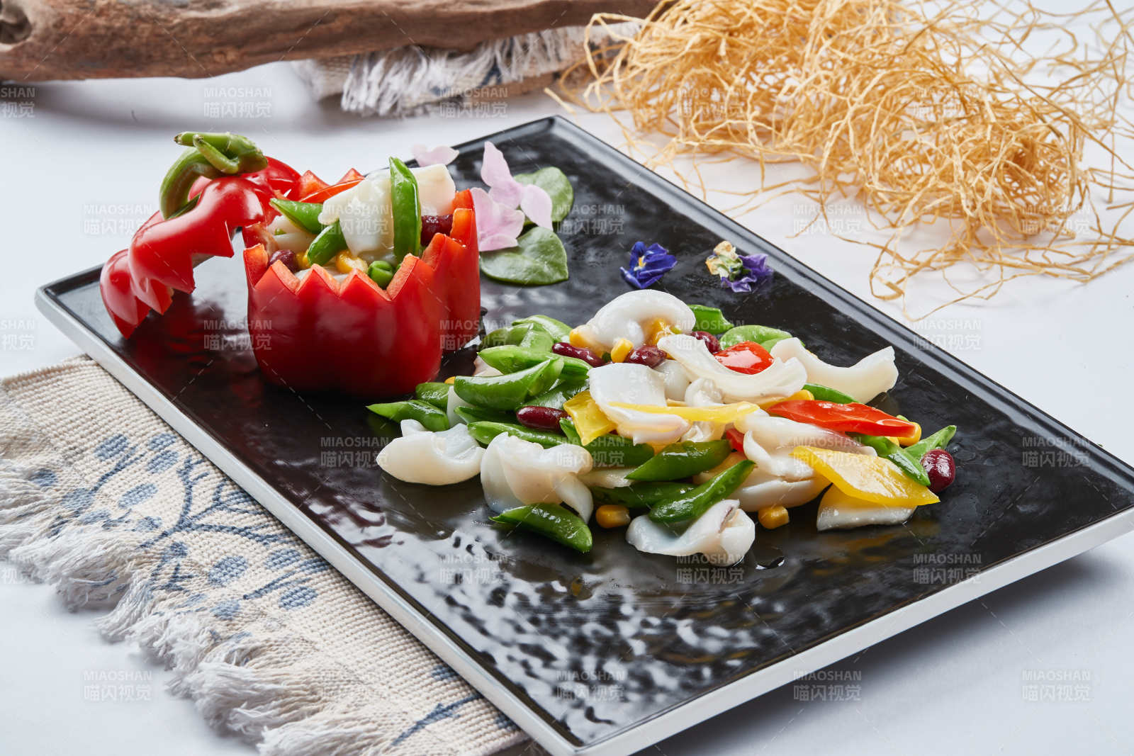 彩椒紅豆玉米炒螺片