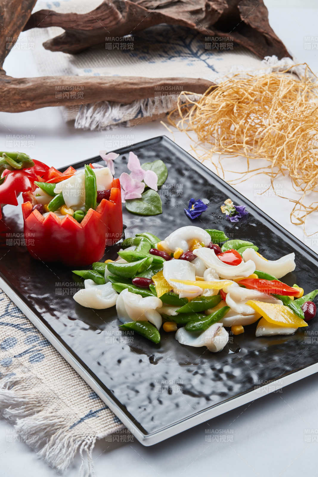 彩椒紅豆玉米炒螺片