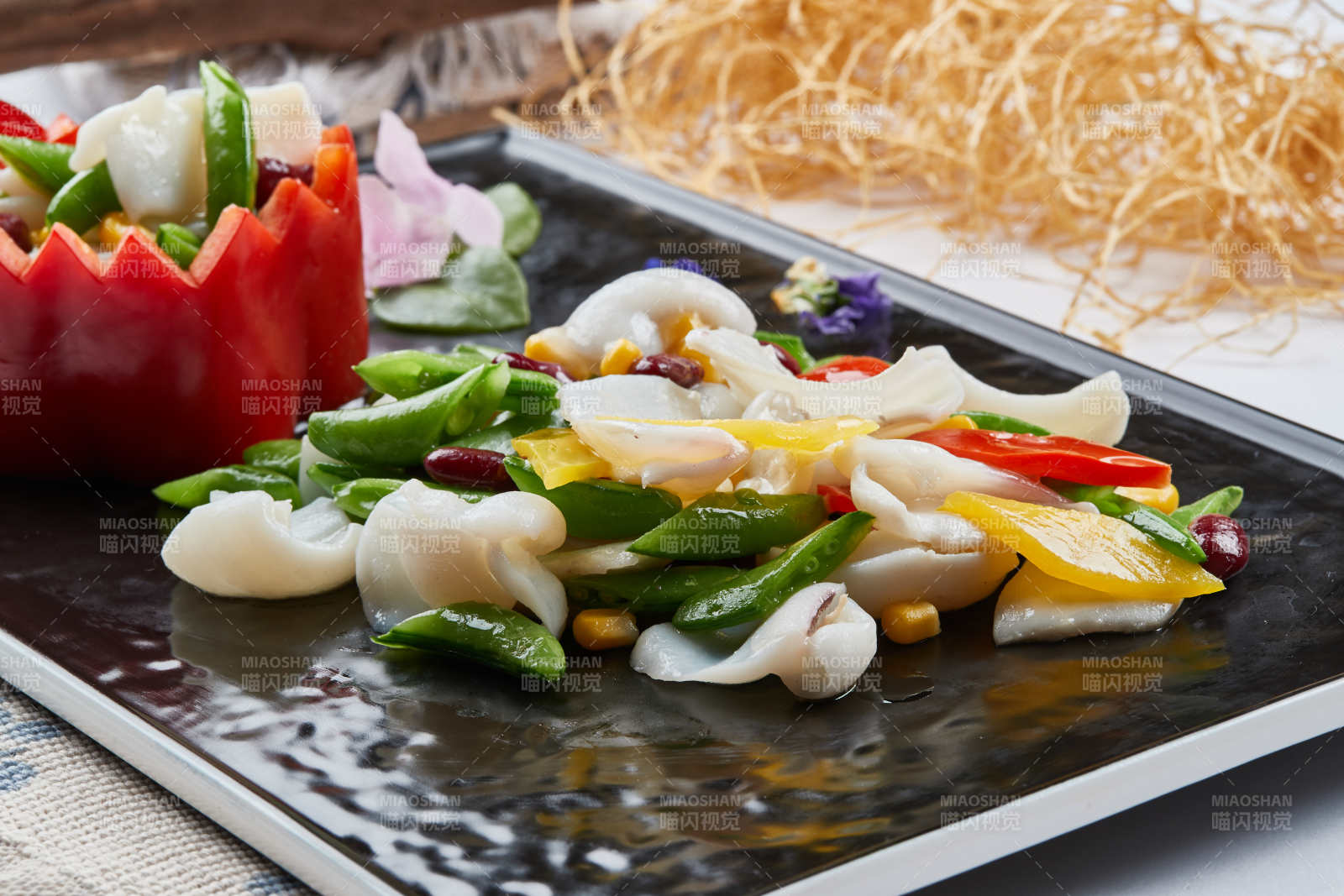 彩椒紅豆玉米炒螺片