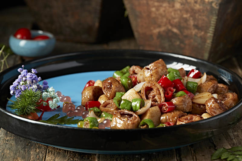 双椒蒜香焗肥肠