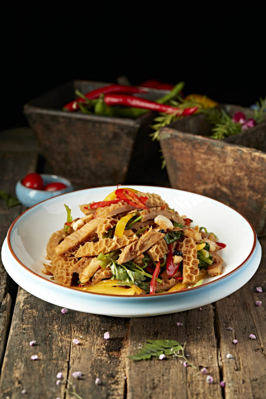 香辣彩椒蒜香金钱肚