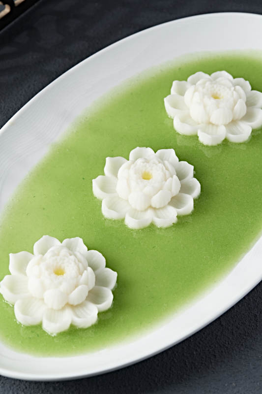 蜂蜜青蘋果汁撈蓮花山藥泥