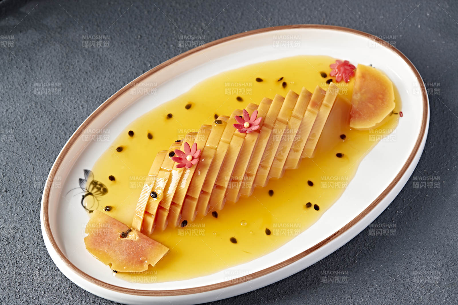 蜂蜜百香果汁腌木瓜片