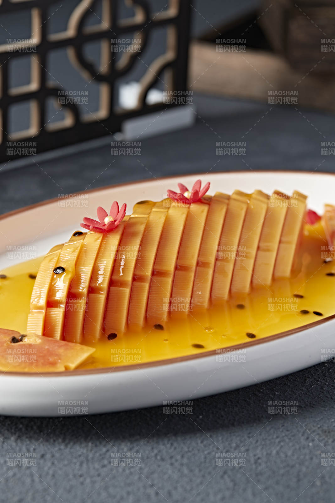 蜂蜜百香果汁腌木瓜片